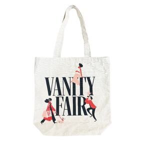 Vanity Fair Tan Canvas Graphic Tote Bag Open Top EUC